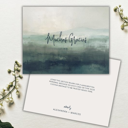 Muchas Gracias Moderne Wijze Groene Spaanse Bruilo Bedankkaart