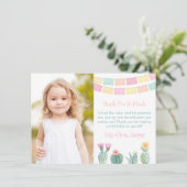 Muchas Gracias Papel Picado Cacti Birthday Afbeeld Bedankkaart (Staand voorkant)