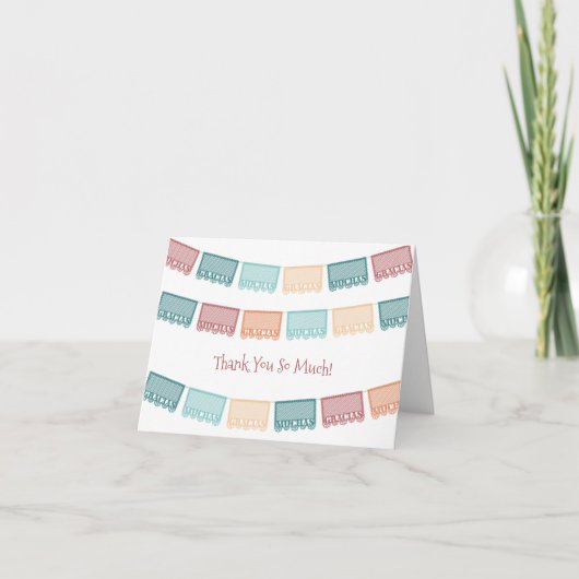 Muchas Gracias Papel Picado Mexican Baby shower Bedankkaart (Voorkant)