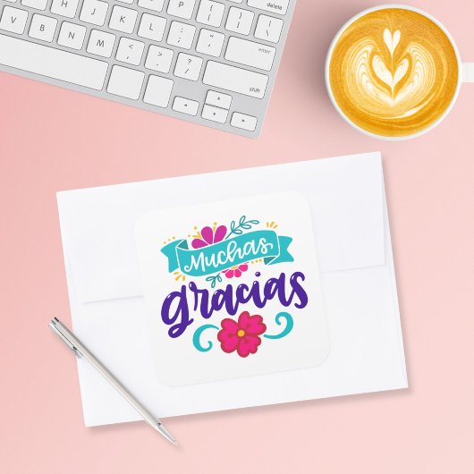 Muchas Gracias, Spaans en kleurrijk Vierkante Sticker