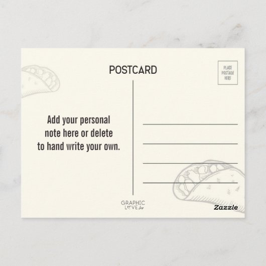 Muchas Gracias Taco Hartelijk dank Briefkaart (Achterkant)