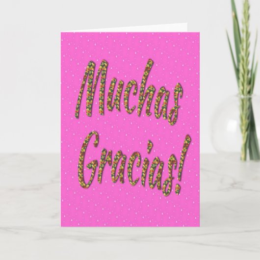 "Muchas Gracias!" Wenskaart in roze Bedankkaart (Voorkant)