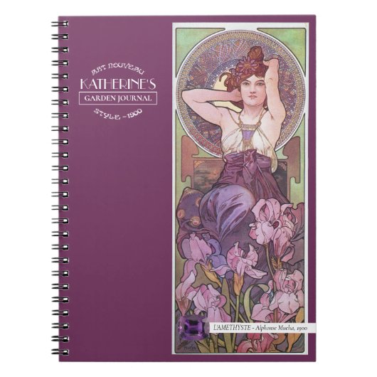 Mucha's Precioius Stones Amethyst Paars 2 Notitieboek (Voorkant)