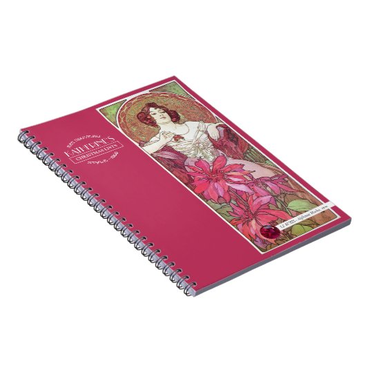 Mucha's Precioius Stones Ruby Red Pink 2 Notitieboek (Rechterzijde)