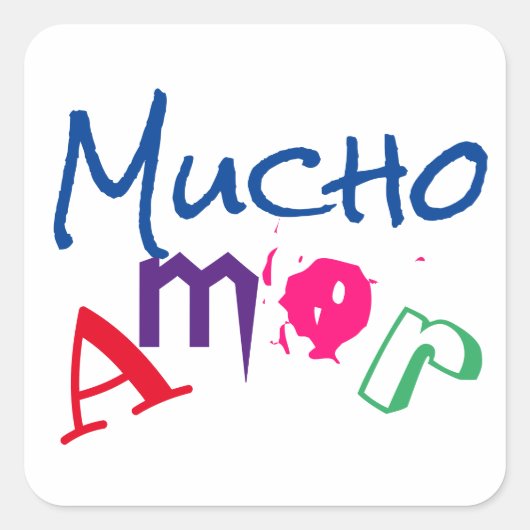 Mucho amor vierkante sticker (Voorkant)