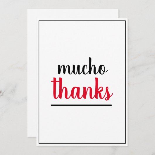 Mucho Thanks Appreciation Gesture Bedankkaart (Voorkant / Achterkant)