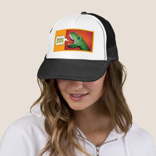 Muchos Backflips. T-Rex Trucker Hat. Pet (In situ)