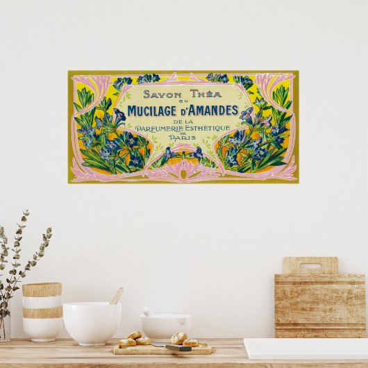 Mucilage D' Amandes Soap LabelParis, Frankrijk Poster (Keuken)