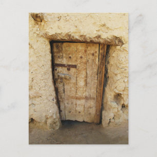 Mud Brick House met oude deur Siwa Oasis, Egypte Briefkaart