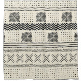 Mud Cloth Geometric Stripe in Black en Cream Douchegordijn (Voorkant)