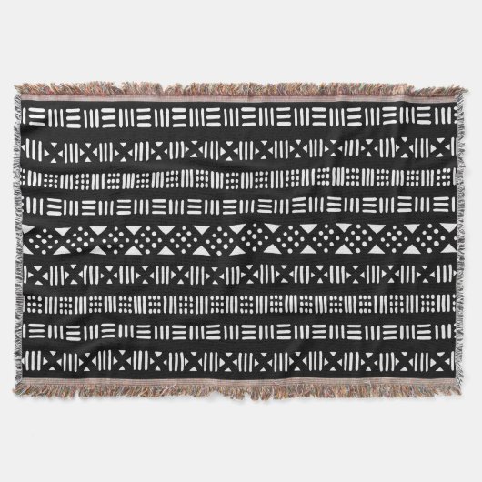 Mud Cloth Style 01 - zwart Deken (Voorkant)