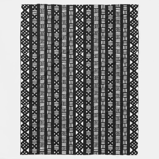 Mud Cloth Style 01 - zwart Fleece Deken (Voorkant)