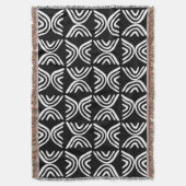 Mud Cloth Style 080215 - White on Black Deken (Voorkant Verticaal)
