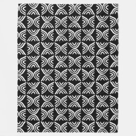 Mud Cloth Style 080215 - White on Black Fleece Deken