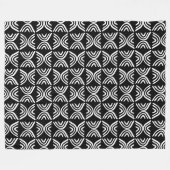 Mud Cloth Style 080215 - White on Black Fleece Deken (Voorkant (Horizontaal))