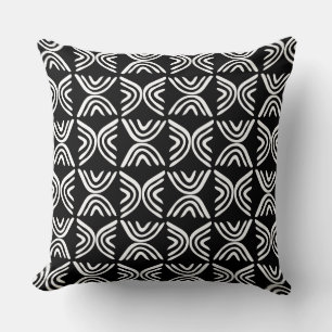 Mud Cloth Style 080215 - White on Black Kussen