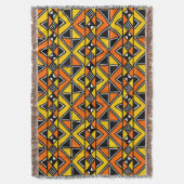 Mud Cloth Style 100215 - Ambergeel en Oranje Deken (Voorkant Verticaal)