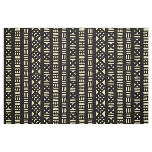 Mud Cloth Style Pattern 01 - Crème met zwart Stof (Fat Quarter)