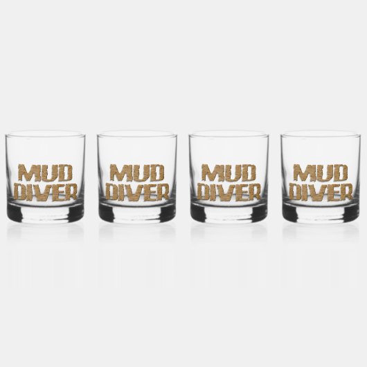Mud Diver rots glas set van 4 (Voorkant)
