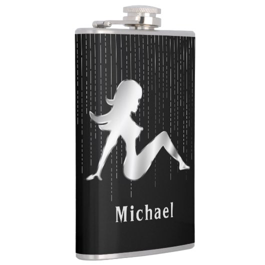 Mud Flap Girl Sheer op zwarte fles Heupfles (Rechts)