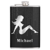 Mud Flap Girl Sheer op zwarte fles Heupfles (Voorkant)