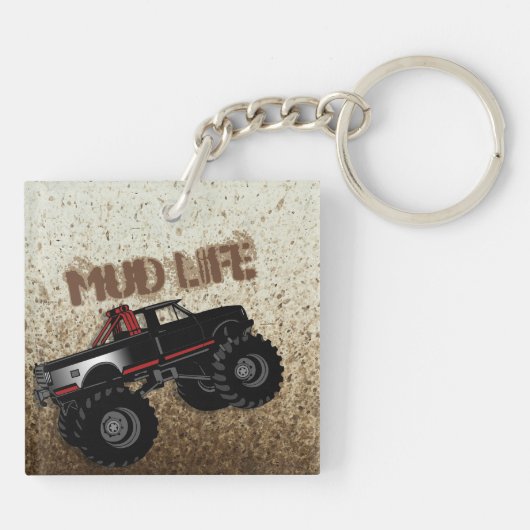 Mud Life Mud Bogging Black Truck Sleutelhanger (Achterkant)