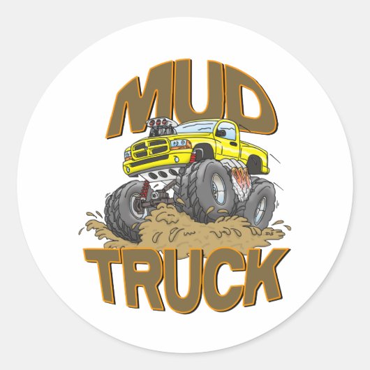 Mud Truck Dodge Ronde Sticker (Voorkant)