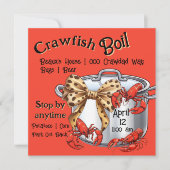 Mudbug Kokende Pot met Bow and Crawfish Party Feestdagenkaart (Voorkant)