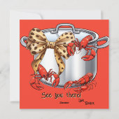 Mudbug Kokende Pot met Bow and Crawfish Party Feestdagenkaart (Achterkant)