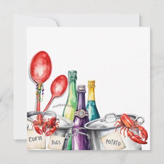 Mudbug Party en Crawfish Boil Kaart (Achterkant)