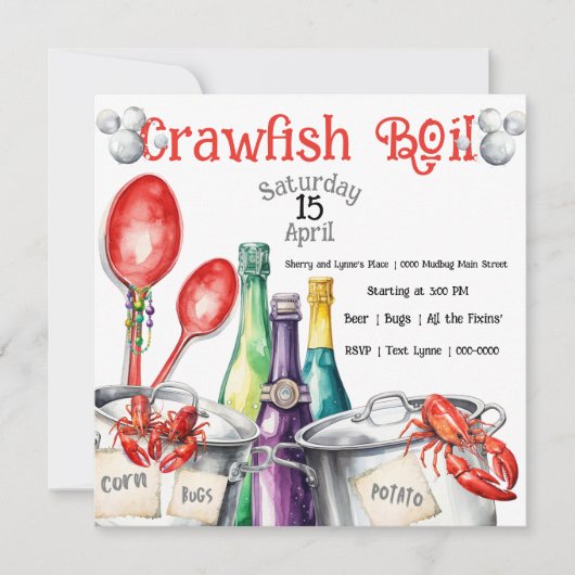 Mudbug Party en Crawfish Boil Kaart (Voorkant)