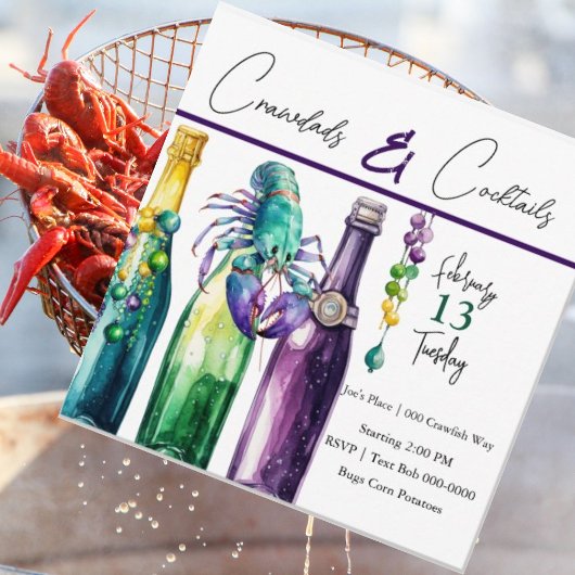 Mudbugs, rivierkreeften en cocktails Mardi Gras St Kaart