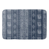 Mudcloth Style Navy Blue en White Tribal Pattern Badmat (Voorkant)