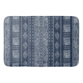 Mudcloth Style Navy Blue en White Tribal Pattern Badmat