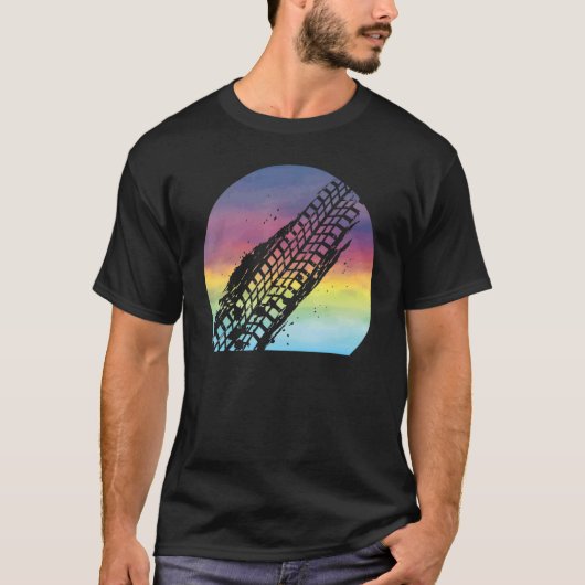 Mudding Retro Sunset Cute Mudding Tire Track Atv O T-shirt (Voorkant)