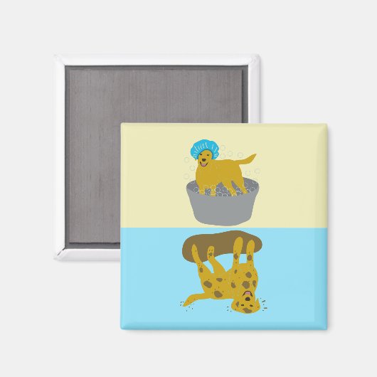 Muddy/Bathtime Dog Funny Clean Dirty Dishwasmachin Magneet (Voorkant / Achterkant)