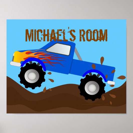 Muddy Blue Monster Truck Personaliseerd Poster (Voorkant)