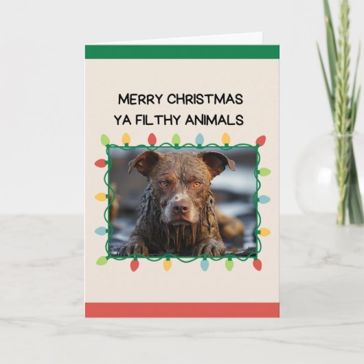 Muddy Brown Dog Funny Christmas Kaart (Voorkant)