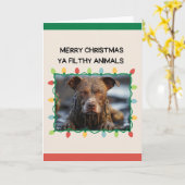 Muddy Brown Dog Funny Christmas Kaart (Gele Bloem)