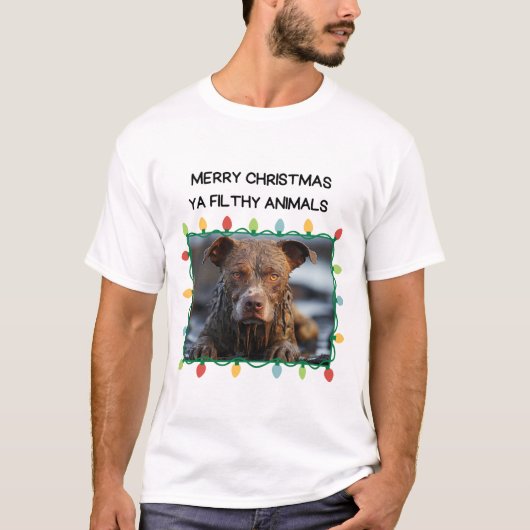 Muddy Brown Dog Funny mannen kerstmis T-shirt (Voorkant)