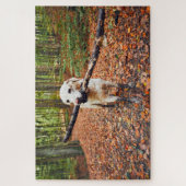 Muddy Dog in herfst Natuur Legpuzzel (Verticaal)