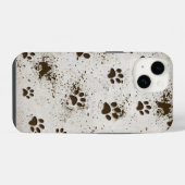 Muddy Dog Paw Prints iPhone Hoesje (Achterkant horizontaal)