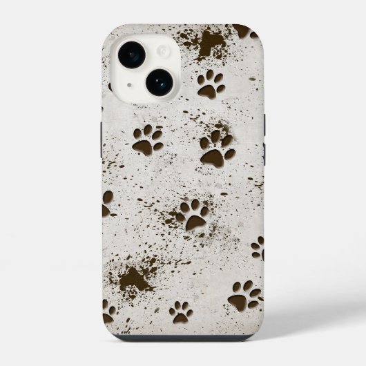 Muddy Dog Paw Prints iPhone Hoesje (Achterkant)