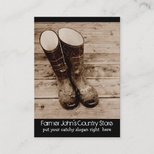 Muddy Gumboots for Farmers Country Store Visitekaartje (Voorkant)