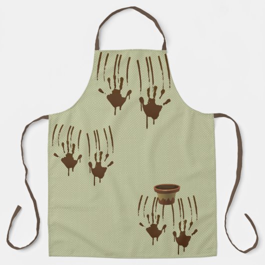 Muddy Hands en Polka-Stippen All-Over Print Apron Schort (Voorkant)