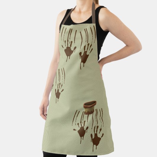 Muddy Hands en Polka-Stippen All-Over Print Apron Schort (Insitu)