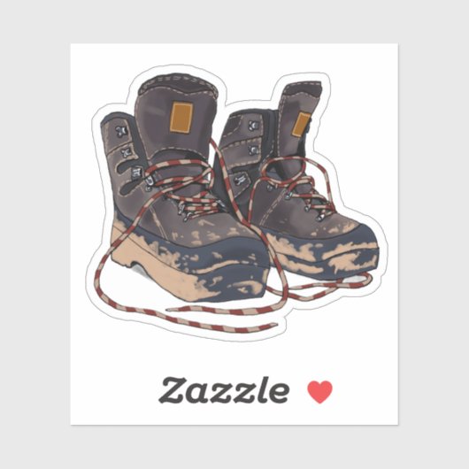 Muddy Hiking Boots Graphic Outdoor Adventure Sticker (Vel)
