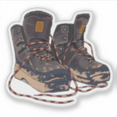 Muddy Hiking Boots Graphic Outdoor Adventure Sticker (Voorkant)