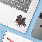 Muddy Hiking Boots Graphic Outdoor Adventure Sticker (Laptop met iPhone)