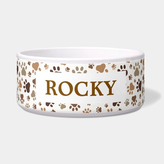 Muddy Paw Prints - Large Personalised Pet Bowl Voerbakje (Voorkant)